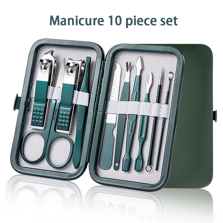 Professional 7/10/12/18 Piece Nail Care Kit Stainless Steel Manicure & Pedicure Set Nail Clipper Set with Travel Case