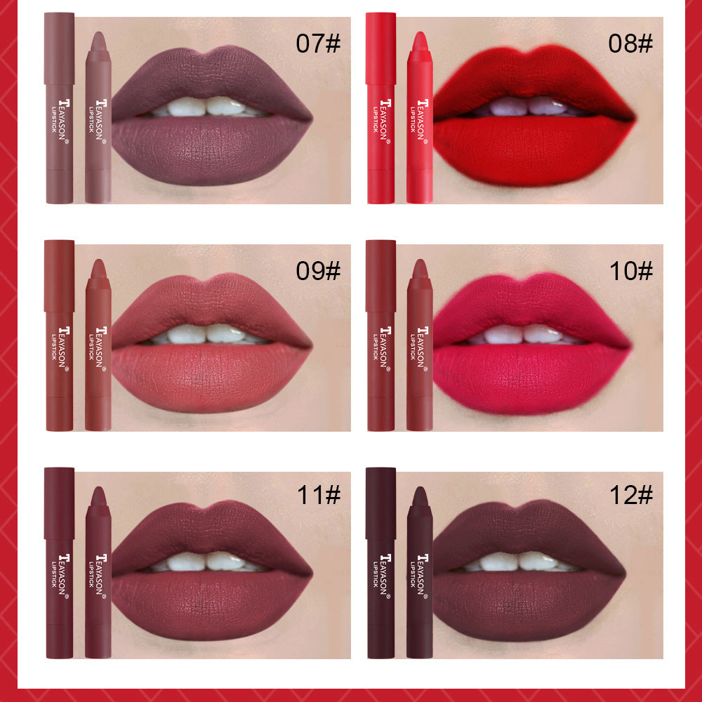 12 Colors Velvet Matte Waterproof Lipstick Pencil Set