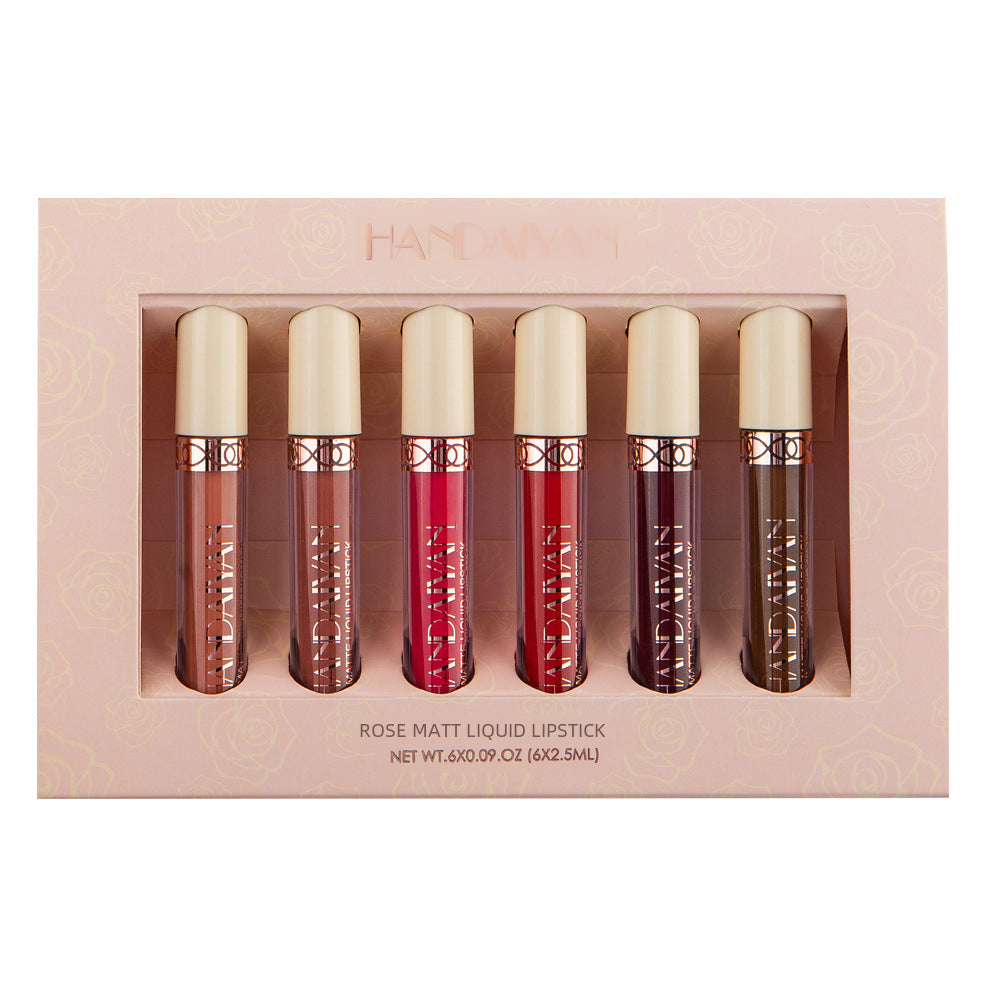 HANDAIYAN 6-Piece Matte Rose Liquid Lipstick Set