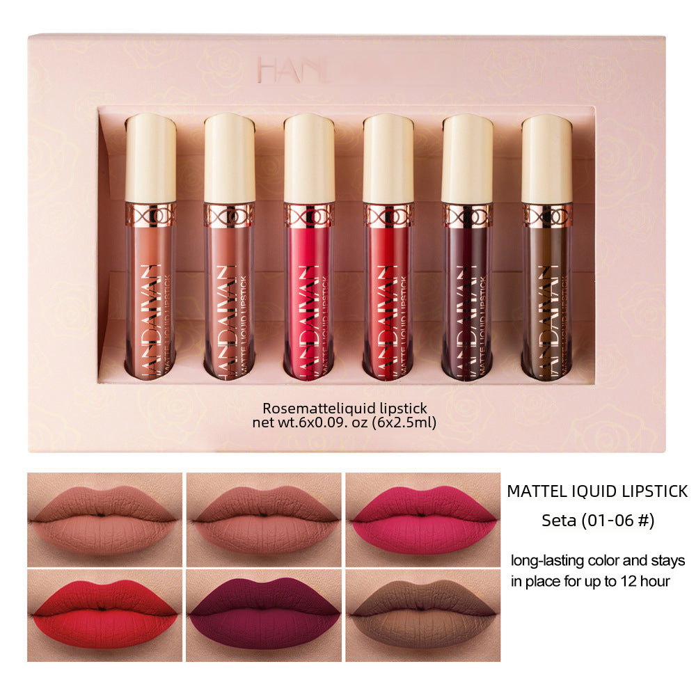 HANDAIYAN 6-Piece Matte Rose Liquid Lipstick Set