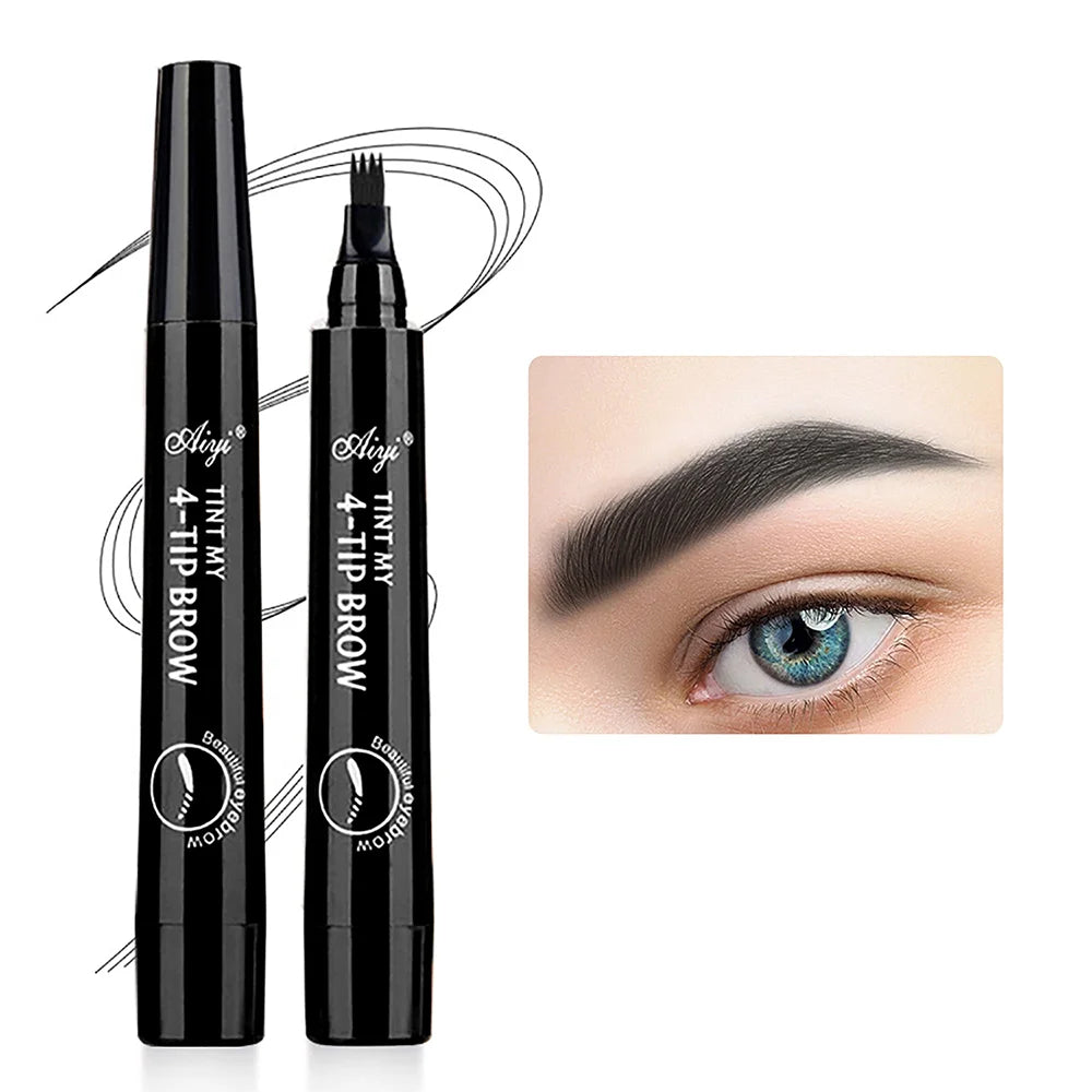 Four-pronged eyebrow pencil, four-end, long-lasting, non-smudged, water-resistant, anti-smudged eyebrow pencil