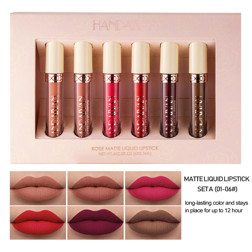 HANDAIYAN 6-Piece Matte Rose Liquid Lipstick Set