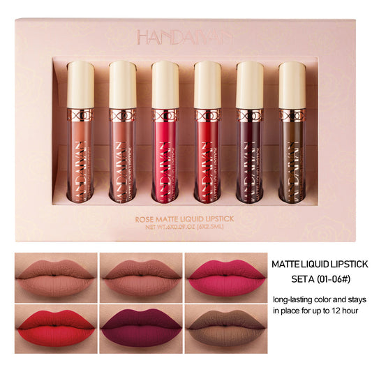 HANDAIYAN 6-Piece Matte Rose Liquid Lipstick Set