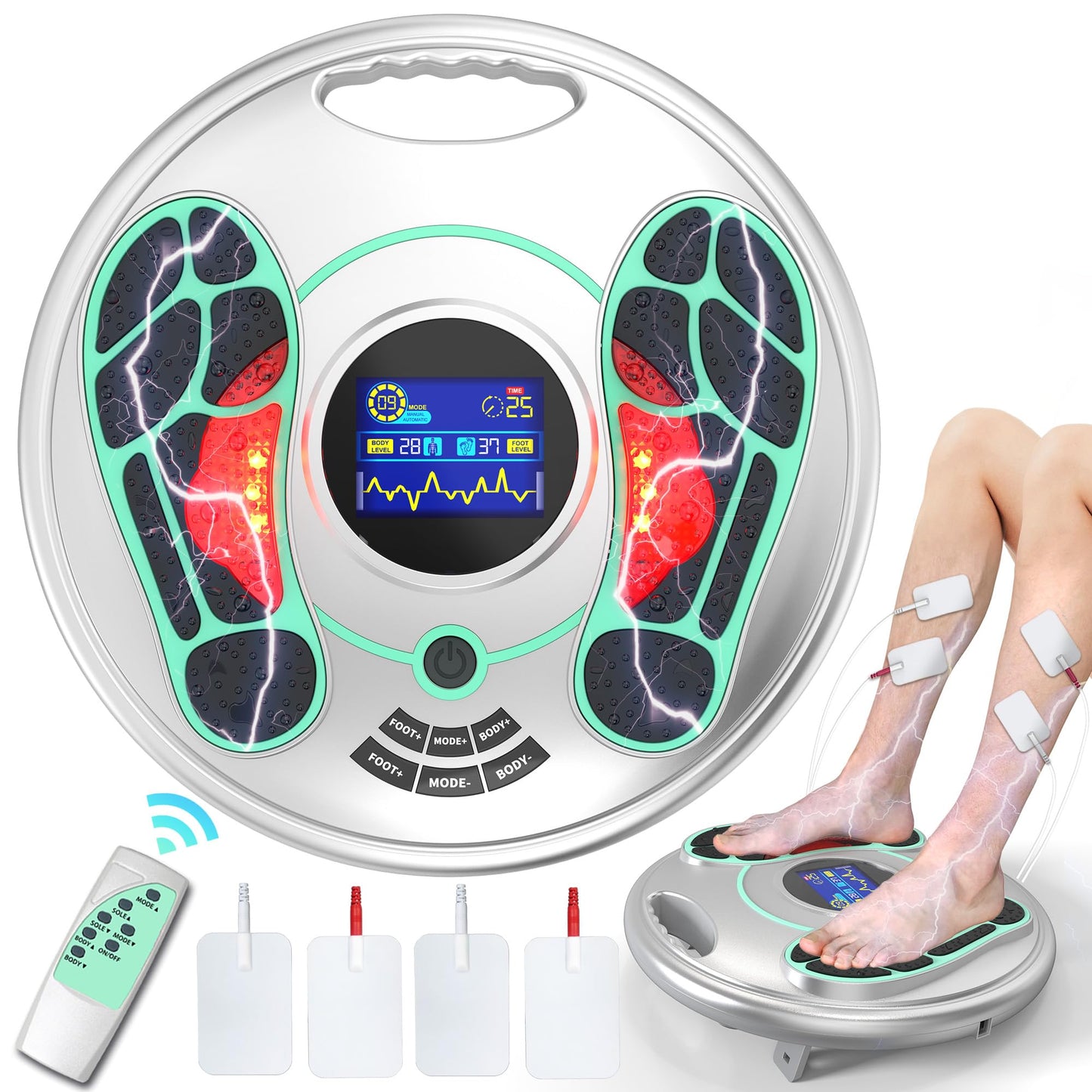 EIGOTDYH EMS Foot Massager for Neuropathy NMES Foot Stimulator for Neuropathy Foot Massager for Circulation and Pain Relief EMS with TENS Unit Muscle Stimulator Pads FSA & HSA Store Eligible Items