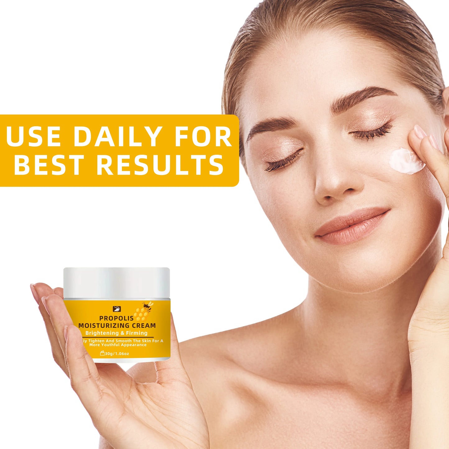 Propolis Cream with Honey & Collagen - Deep Hydration, Firming & Even Tone Face & Body Moisturizer | All Skin Types | 30g/1.76oz