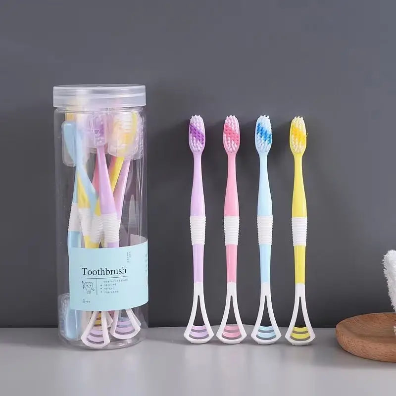 8pcs Extra Soft Toothbrush Set with Tongue Scraper