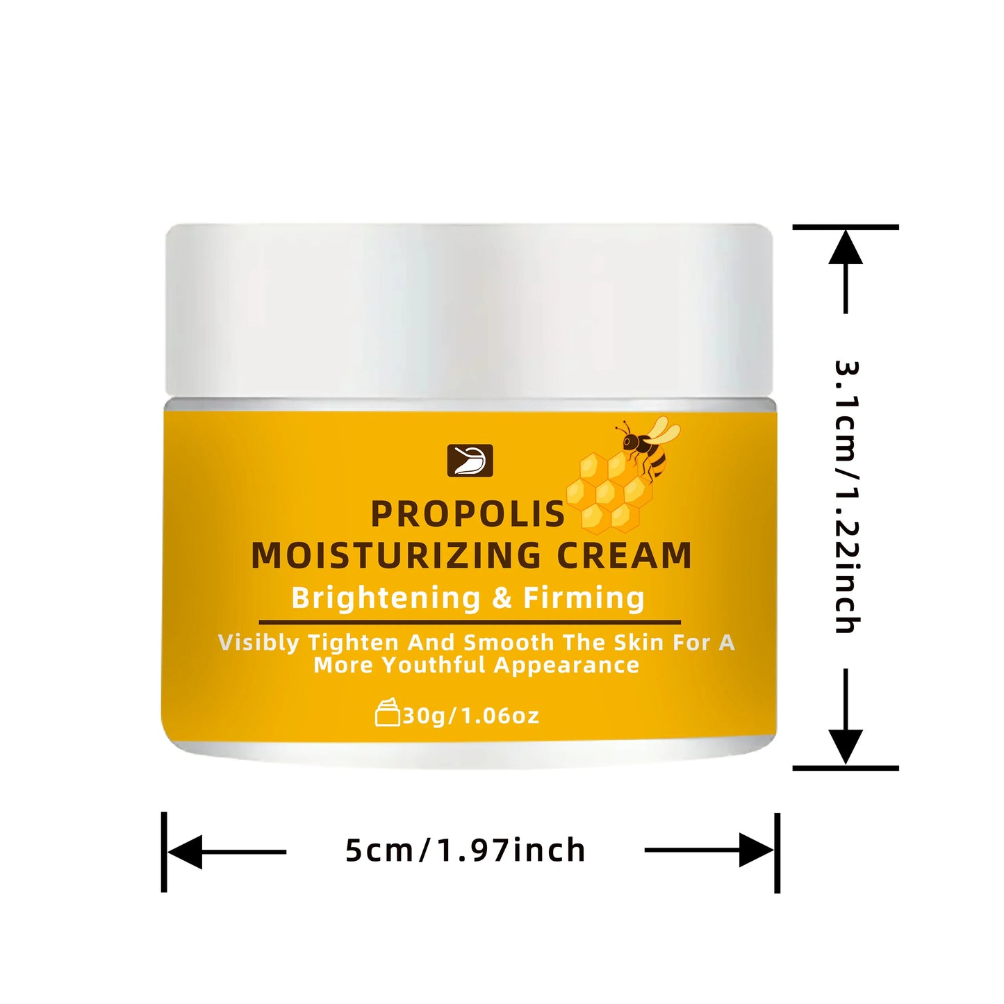 Propolis Cream with Honey & Collagen - Deep Hydration, Firming & Even Tone Face & Body Moisturizer | All Skin Types | 30g/1.76oz