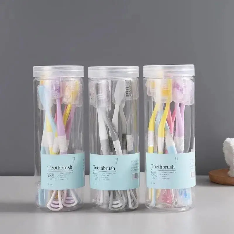 8pcs Extra Soft Toothbrush Set with Tongue Scraper